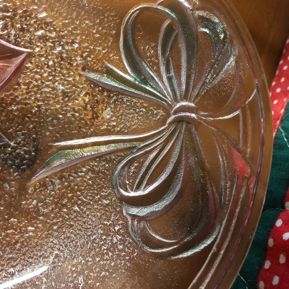 Glass Poinsettia Heart Shape Candy Dish Vintage Christmas Holiday Decor - Picture 6 of 8